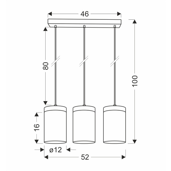 Wels Lampa Wisząca Czarny+Drewniany 3X40 E27 Klosz Dymiony Candellux