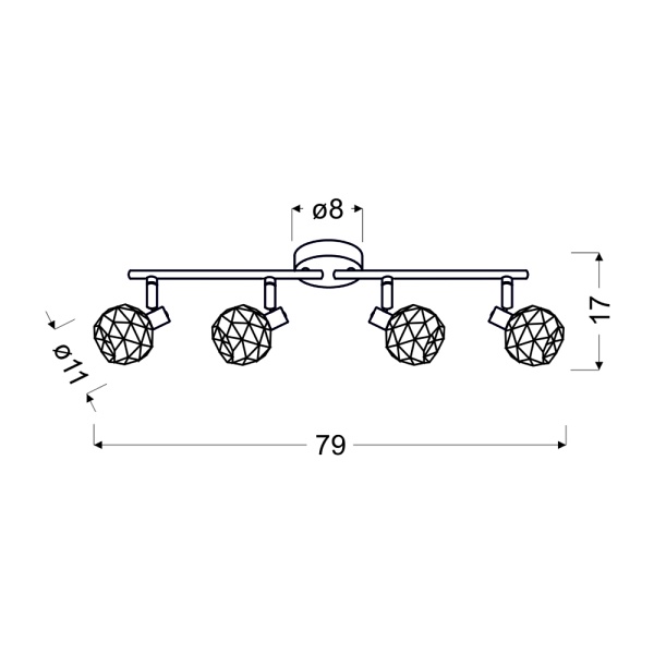 Acrobat Listwa 4X40W E14 Czarny Klosz Miedziany Candellux