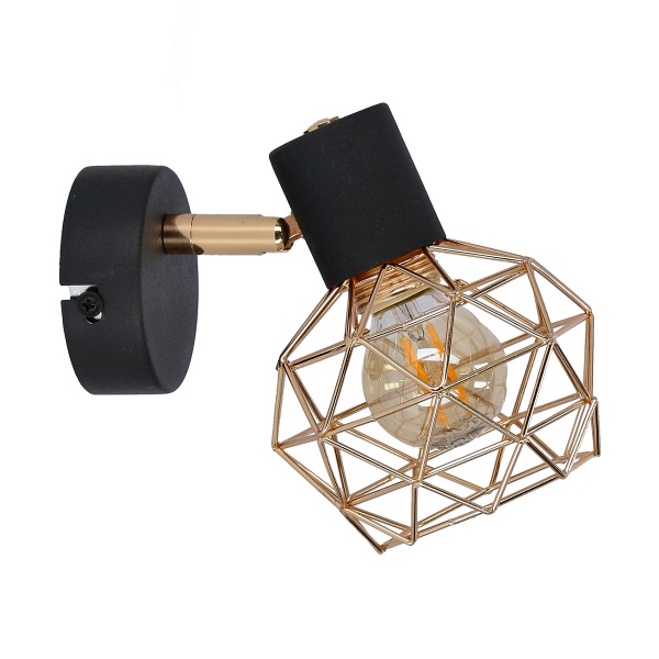 Acrobat Kinkiet 1X40W E14 Czarny Klosz Miedziany Candellux