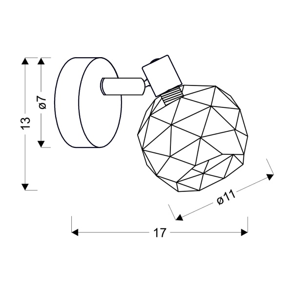 Acrobat Kinkiet 1X40W E14 Czarny Klosz Miedziany Candellux