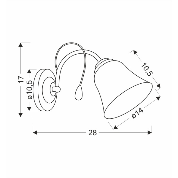 Ora Lampa Kinkiet Złoty 1X40 E27 Klosz Biały Candellux