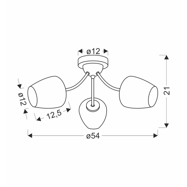 Zina Lampa Sufitowa Patynowy 3X40 E27 Klosz Biały Candellux