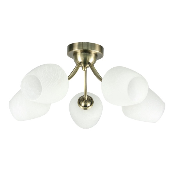 Zina Lampa Sufitowa Patynowy 5X40 E27 Klosz Biały Candellux