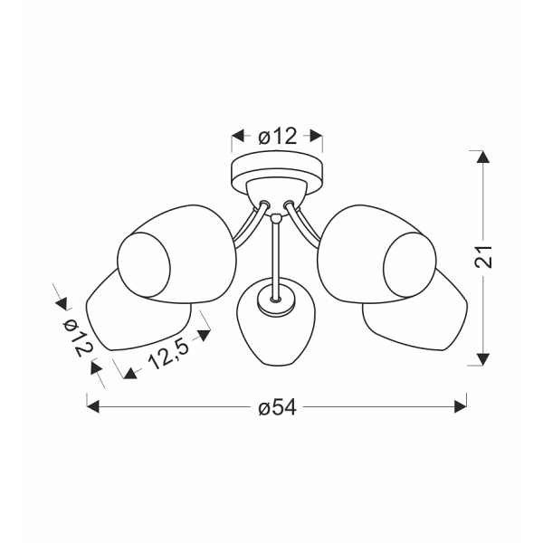 Zina Lampa Sufitowa Patynowy 5X40 E27 Klosz Biały Candellux