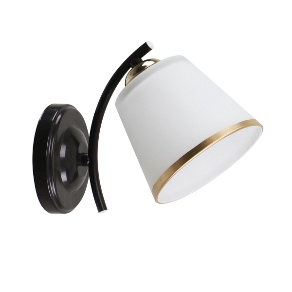 Greco Lampa Kinkiet Czarny+Złoty 1X40 E27 Klosz Biały Candellux