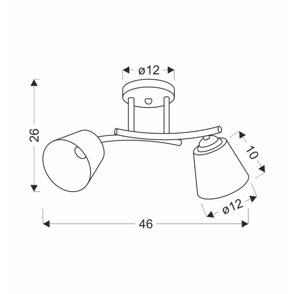 Greco Lampa Sufitowa Czarny+Złoty 2X40 E27 Klosz Biały Candellux