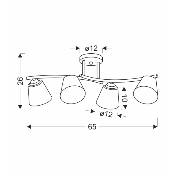Greco Lampa Sufitowa Czarny+Złoty 4X40 E27 Klosz Biały Candellux