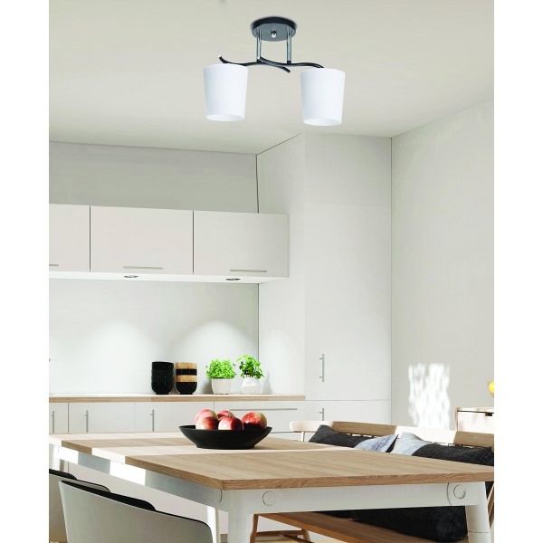 Esnyr Lampa Sufitowa Chromowy+Czarny 2X40 E27 Klosz Biały Candellux