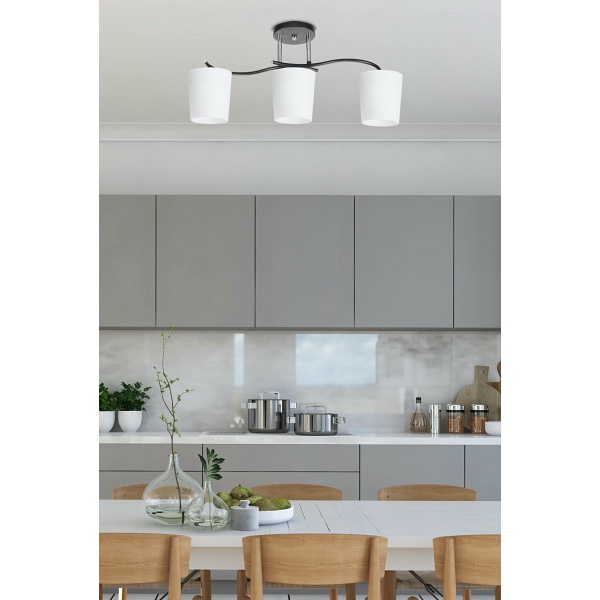 Esnyr Lampa Sufitowa Chromowy+Czarny 3X40 E27 Klosz Biały Candellux