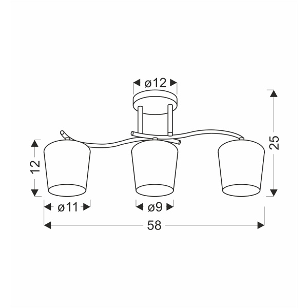 Esnyr Lampa Sufitowa Chromowy+Czarny 3X40 E27 Klosz Biały Candellux