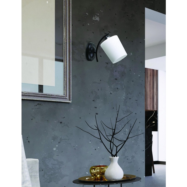 Esnyr Lampa Kinkiet Chromowy+Czarny 1X40 E27 Klosz Biały Candellux