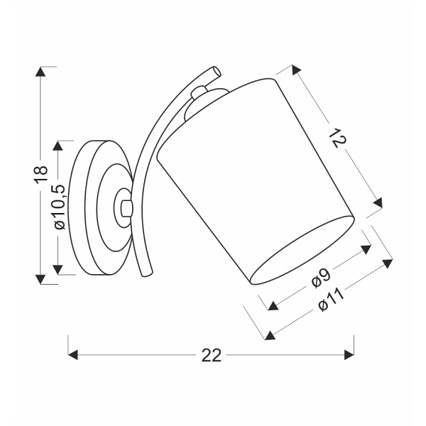 Esnyr Lampa Kinkiet Chromowy+Czarny 1X40 E27 Klosz Biały Candellux