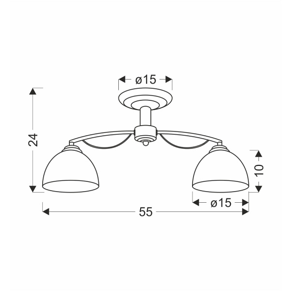Filona Lampa Sufitowa Chromowy 2X40 E27 Klosz Biały Candellux