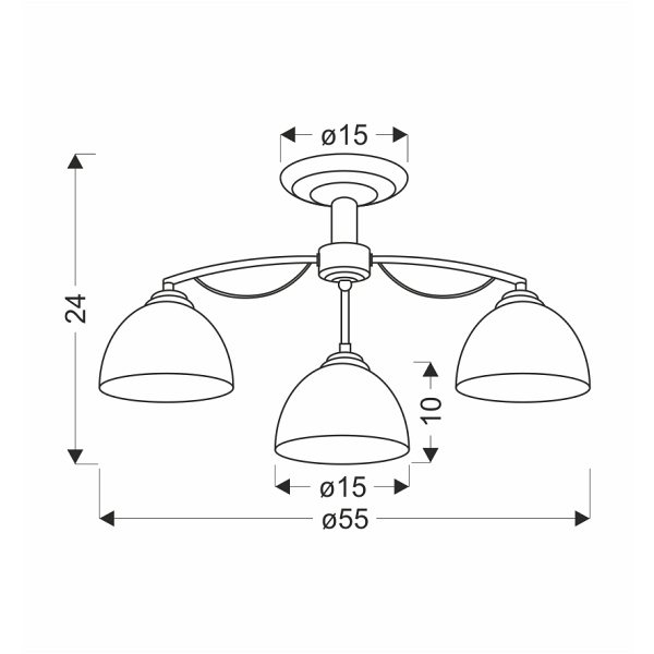 Filona Lampa Sufitowa Chromowy 3X40 E27 Klosz Biały Candellux