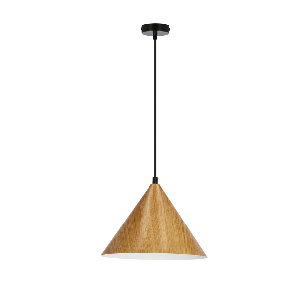 Dunca Lampa Wisząca 25 Czarny 1X40 E27 Klosz Jasny Dębowy Candellux