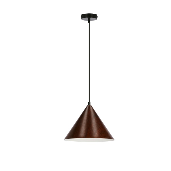 Dunca Lampa Wisząca 25 Czarny 1X40 E27 Klosz Ciemny Orzechowy Candellux