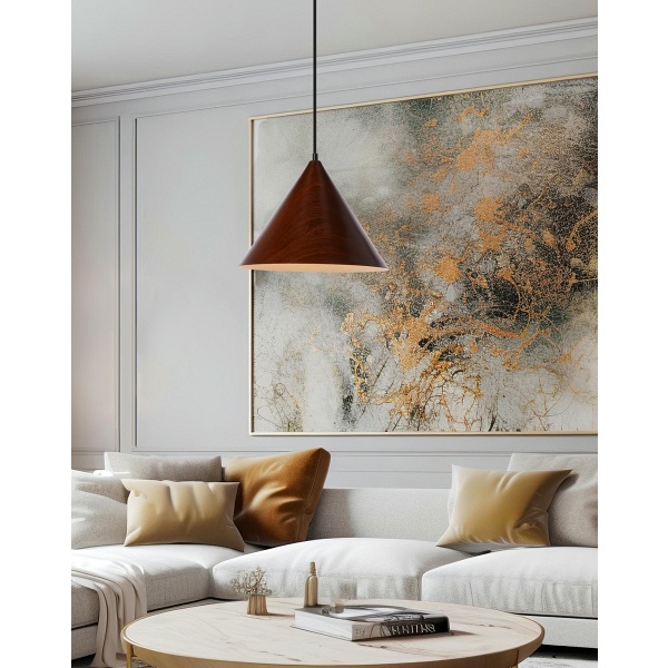 Dunca Lampa Wisząca 32 Czarny 1X40 E27 Klosz Ciemny Orzechowy Candellux