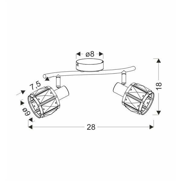 Dubai Lampa Sufitowa Listwa Różowy Złoty 2X40W E14 Klosz Złoty Z Kryszt Transp Candellux