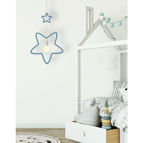 Single Ss Lampa Wisząca 1X20W E27 Iq Kids Niebieski Candellux