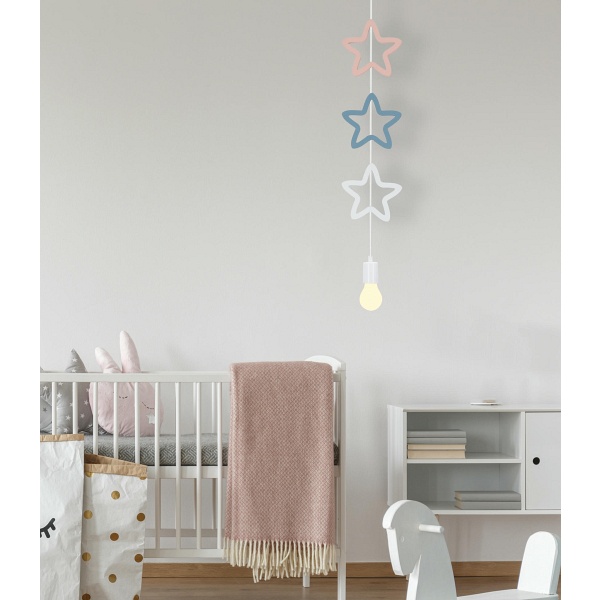 Single Sss Lampa Wisząca 1X20W E27 Iq Kids Biały+Niebieski+Różowy Candellux