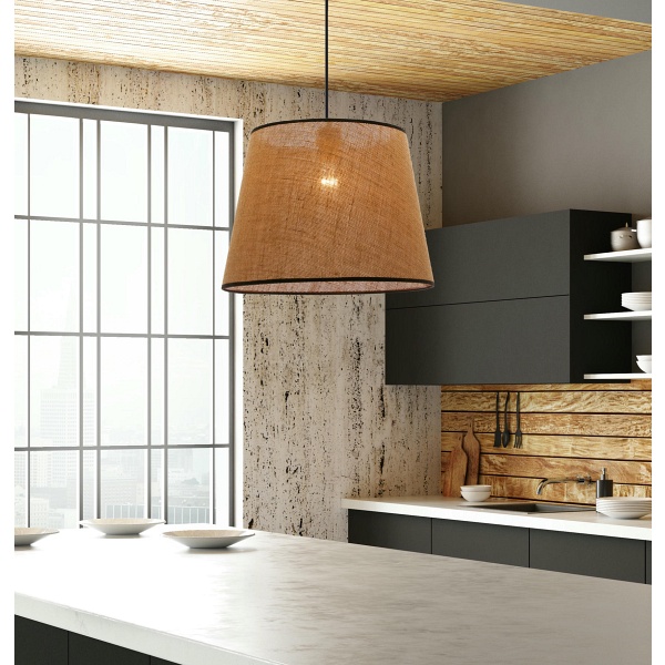 Jutland Lampa Wisząca Czarny 1X40W E27 Abażur Beżowy Candellux