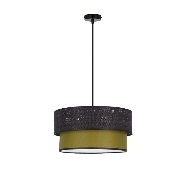 Arezzo Lampa Wisząca Czarny 1X60W E27 Abażur Czarny+Oliwkowy Candellux