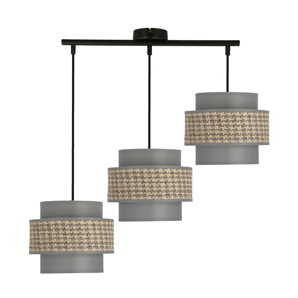 Luccia Lampa Wisząca Czarny 3X40W E27 Abażur Szaro Beżowy+Grafitowy Candellux