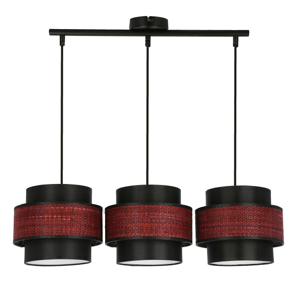 Toscana Lampa Wisząca Czarny 3X60W E27 Abażur Bordowy+Czarny Candellux