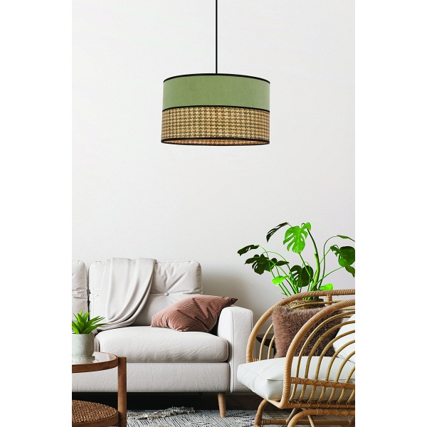 Grosseto Lampa Wisząca Czarny 1X60W E27 Abażur Duo Szaro Beżowy+Miętowy Candellux