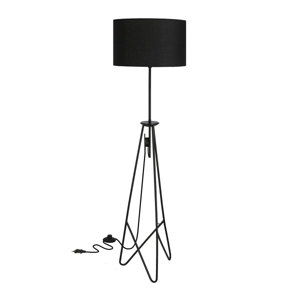 Float Lampa Podłogowa Czarna 1X60W E27 Abażur Czarny Candellux