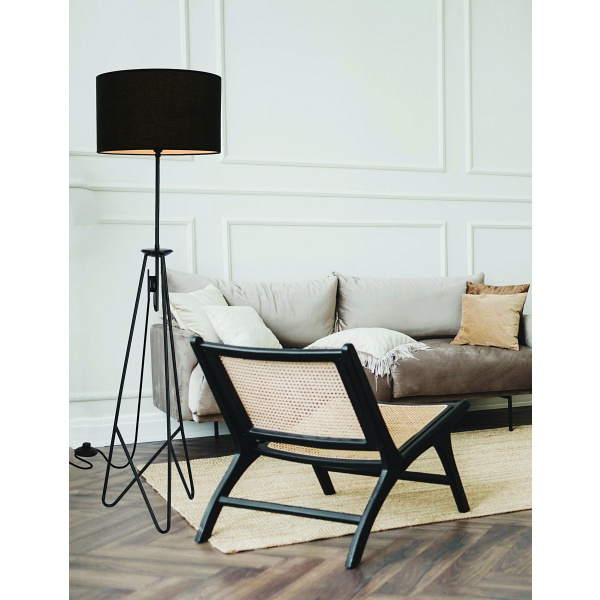 Float Lampa Podłogowa Czarna 1X60W E27 Abażur Czarny Candellux