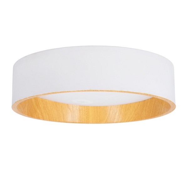 Lazio Lampa Sufitowa Plafon Biało Drewniany 24W Led 40 Cm Klosz Biały Candellux