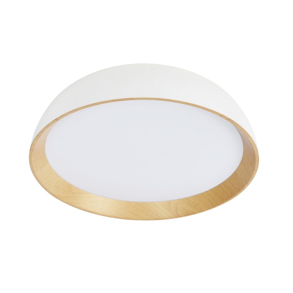 Calabria Lampa Sufitowa Plafon Biało Drewniany 24W Led 40X32 Cm Klosz Biały Candellux