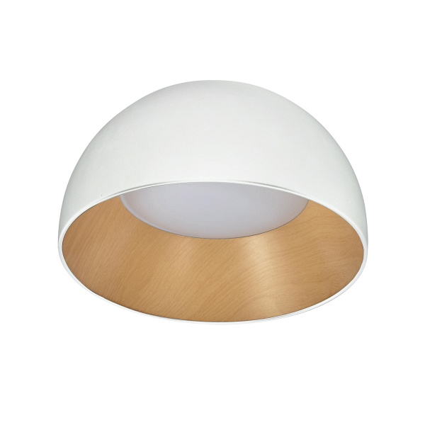 Liguria Lampa Sufitowa Plafon Biało Drewniany 18W Led 35 Cm Klosz Biały Candellux