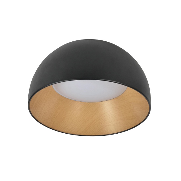 Liguria Lampa Sufitowa Plafon Czarno Drewniany 18W Led 35 Cm Klosz Biały Candellux