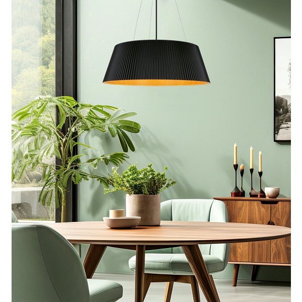 Umbria Lampa Wisząca Czarno Drewniana 1X24W Led Klosz Biały Candellux