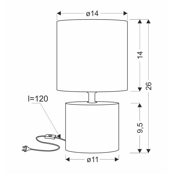 Dina Lampa Gabinetowa 1X40W E14 Szary Candellux