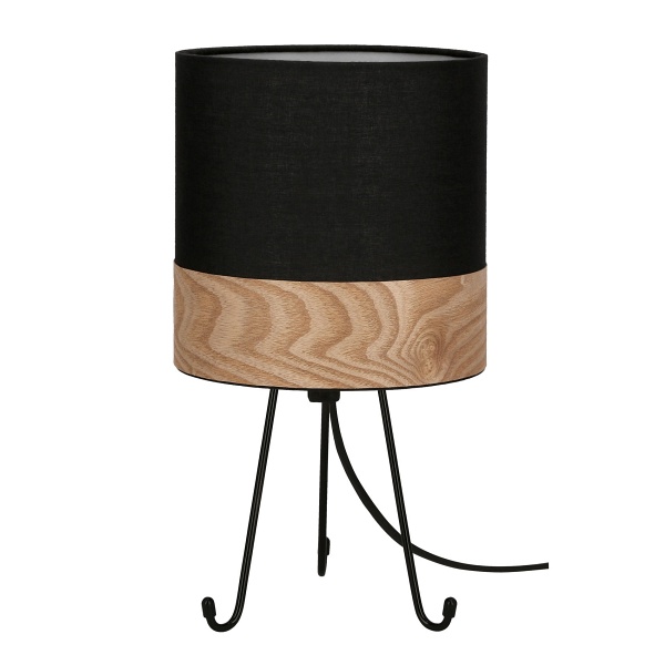 Smally Lampa Stołowa Czarny 1X40 E14 Abażur Czarny+Orzechowy Candellux