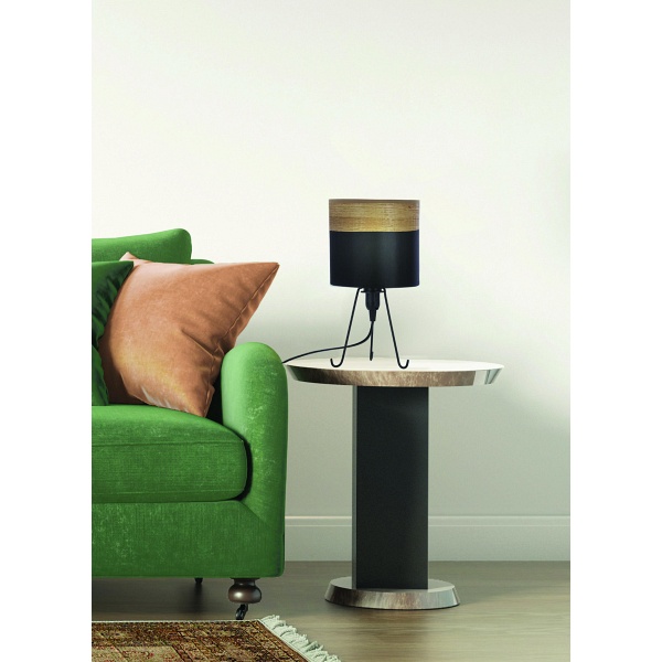 Smally Lampa Stołowa Czarny 1X40 E14 Abażur Czarny+Orzechowy Candellux