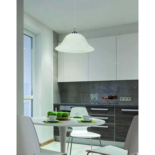 Vera Lampa Wisząca Chromowy 1X60W E27 Klosz Alabastrowy Candellux