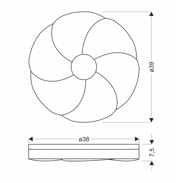 Fiorino Lampa Sufitowa Plafon Drewniany 24W Led 39Cm Biały+Drewniany 4000K Candellux
