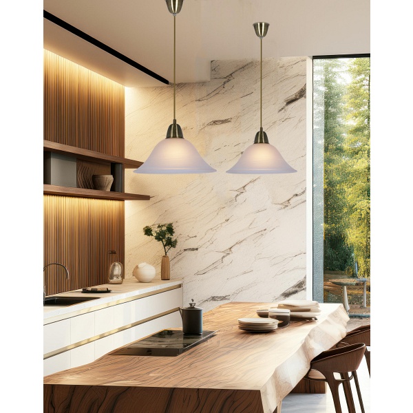 Rubi Lampa Wisząca Patynowy 1X60W E27 Klosz Biały Alabastrowy Candellux