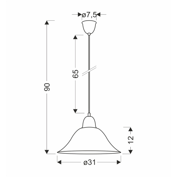 Rubi Lampa Wisząca Patynowy 1X60W E27 Klosz Biały Alabastrowy Candellux