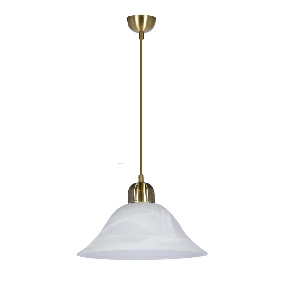 Moss Lampa Wisząca Patynowy 1X60W E27 Klosz Biały Alabastrowy Candellux