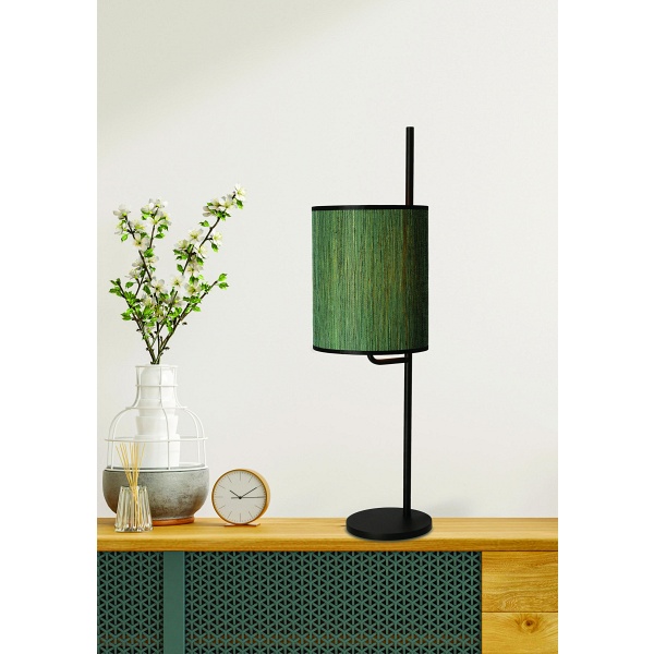 Bendi Lampa Stołowa Czarny 1X40W E27 Abażur Zielony Candellux