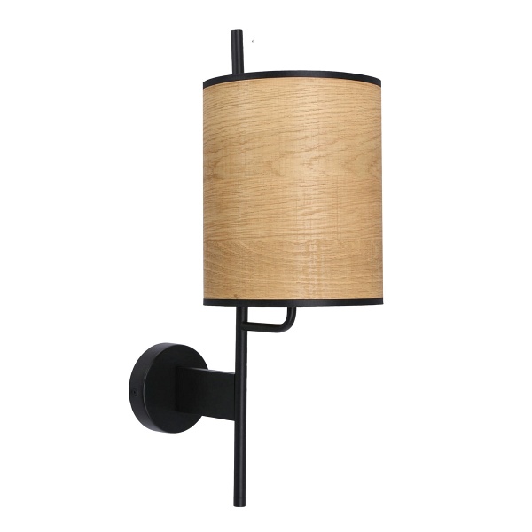 Zeta Lampa Kinkiet Czarny 1X40W E27 Abażur Orzechowy Candellux