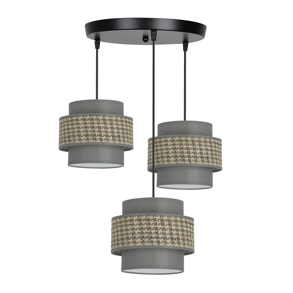 Luccia Lampa Wisząca Czarny Talerz 3X40W E27 Abażur Beżowy+Grafitowy Candellux