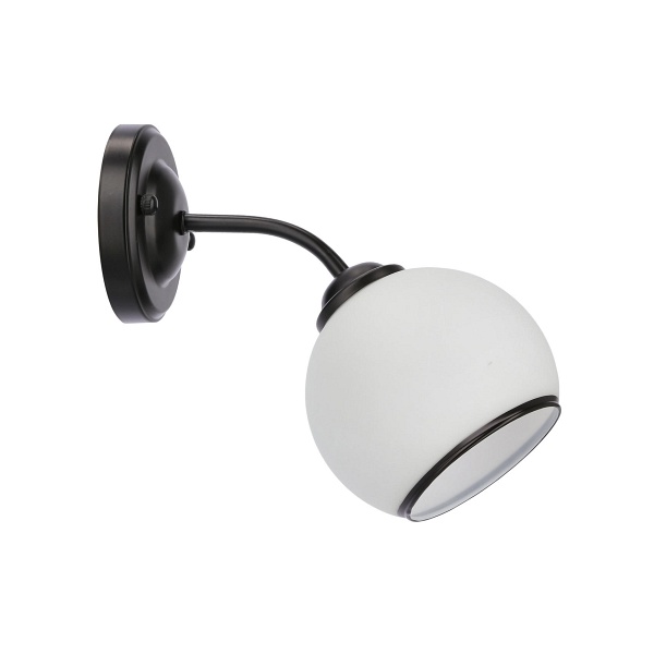 Marinen Lampa Kinkiet Czarny 1X40W E27 Klosz Biały Z Obwódką Candellux