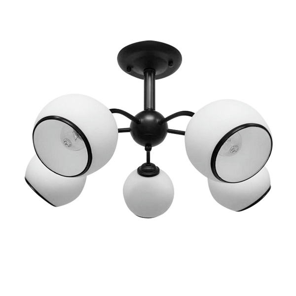 Marinen Lampa Wisząca Czarny 5X40W E27 Klosz Biały Z Obwódką Candellux