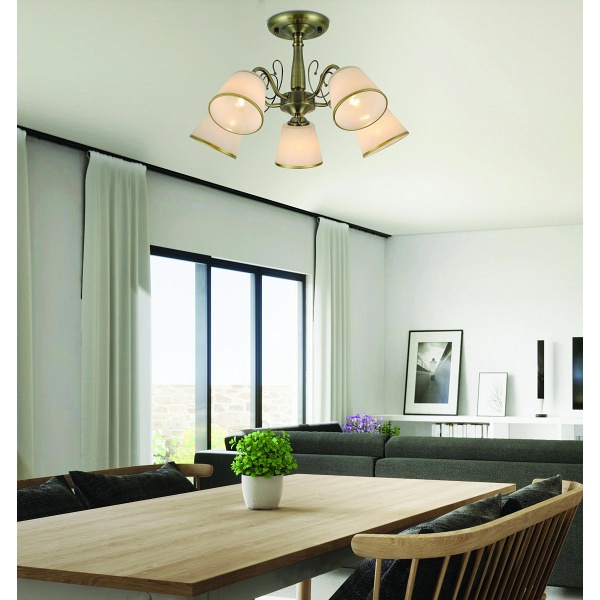 Losanna Lampa Wisząca Patynowy 5X40W E14 Klosz Biały Z Obwódką Candellux